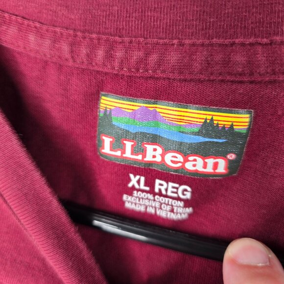 L.L.Bean Mens All-Weather Gear T-Shirt XL Reg Maroon - Picture 4 of 6